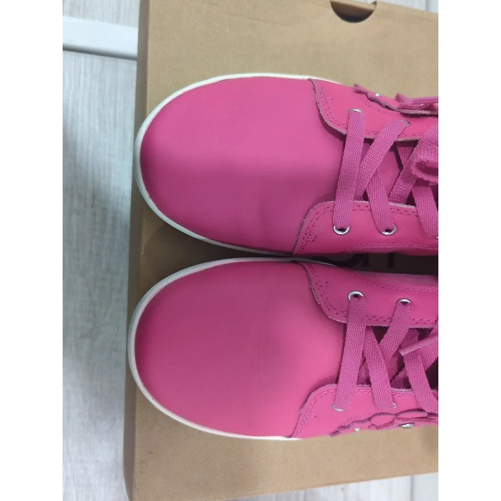 UGG Australia Girls Schyler Petal Pink Leather High Top Sneakers Size 5 1019804K